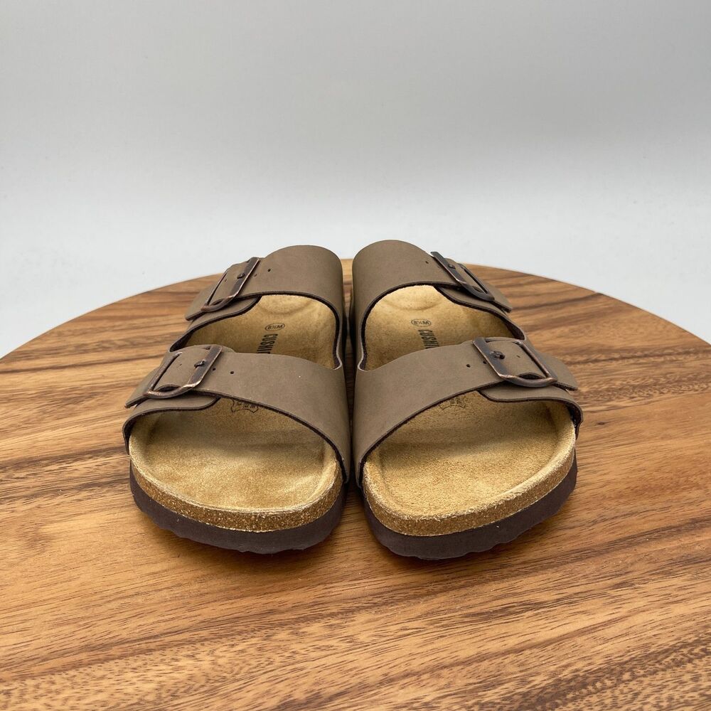 Cushionaire Lane Sandals Womens Size 8.5 M Brown Leather Casual Comfort Slides - Picture 2 of 9